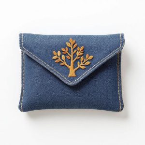 Porte-monnaie en jean upcyclé – « Arbre de Vie »